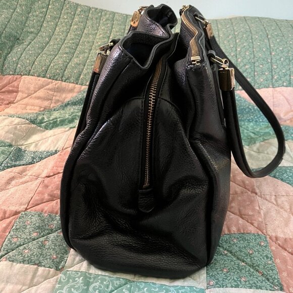 Coach Madison Cafe Carryall Womens Black Pebbled Leather Shoulder Bag Purse - Picture 2 of 16